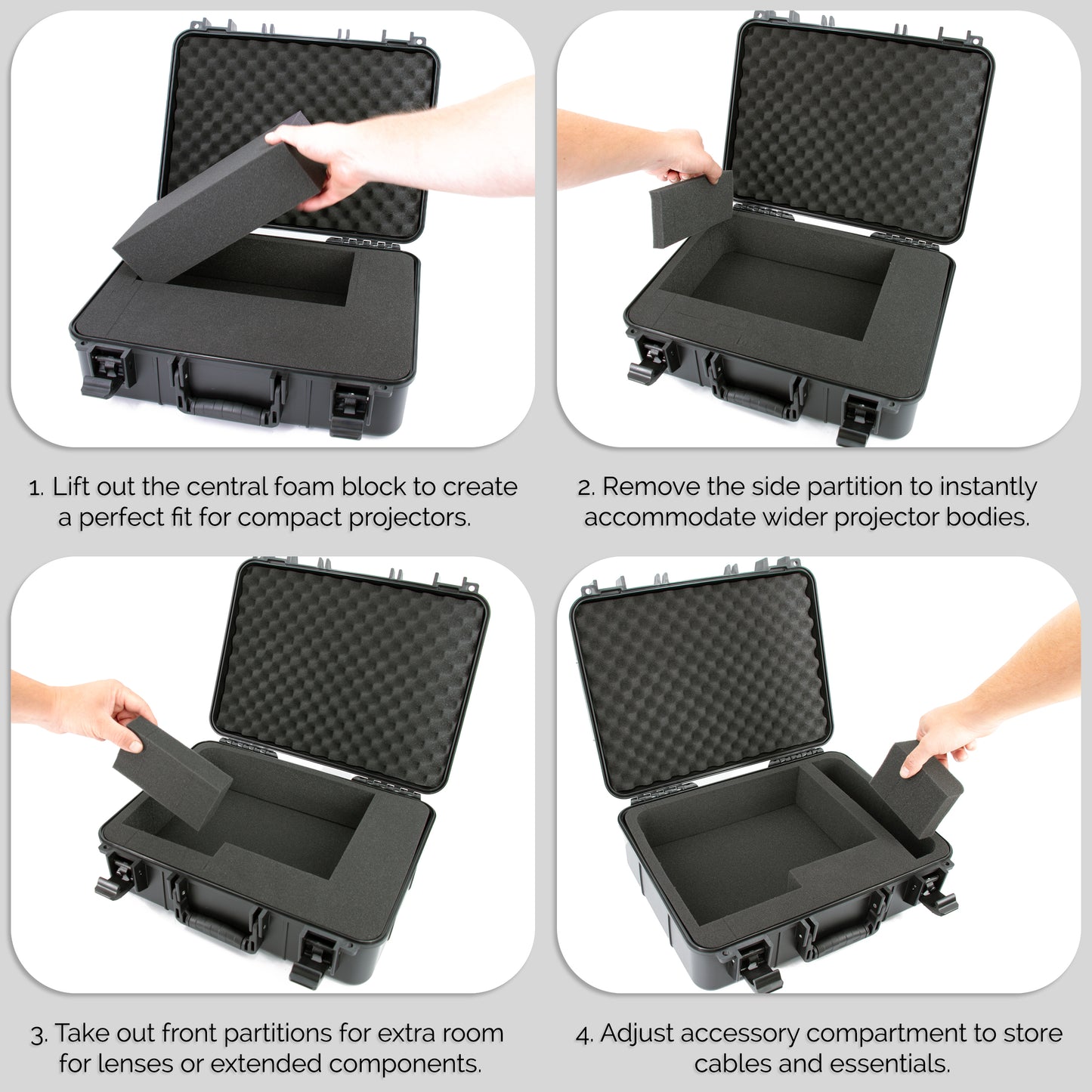 Projector Travel Case for ViewSonic PA503S, PA503W, PA503X, PG703W – Hard Case with Custom Foam for HDMI, Remote, Case Only