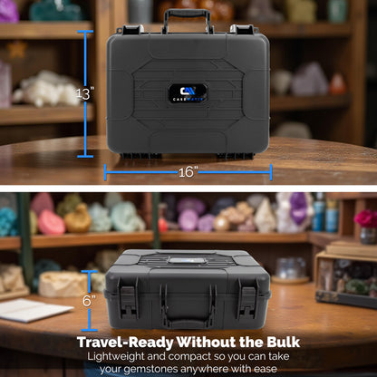 CASEMATIX Hard Shell Crystal Storage Case with 80 Slot Foam, Customizable Layer for Large Gems, Minerals, Geodes, Specimens & Healing Tool Organizer