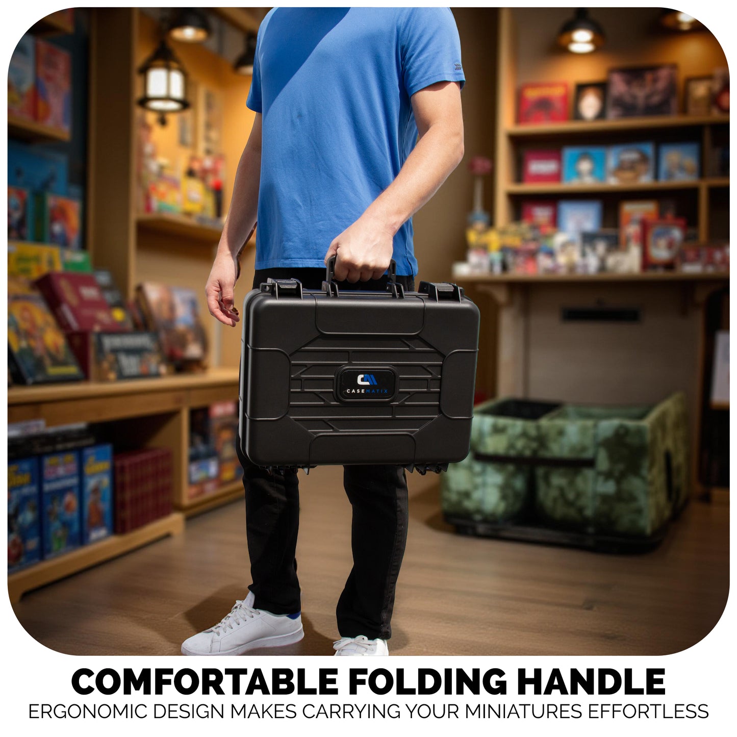 Travel-Ready Miniature Case with Hard Shell & Pluckable Foam – Fits Warhammer 40K, DND, RPG Minis, Large Units, Vehicles, and Figures