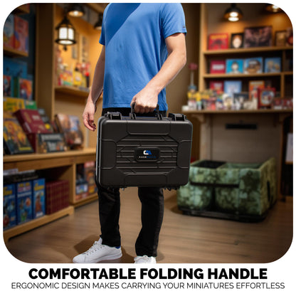 Travel-Ready Miniature Case with Hard Shell & Pluckable Foam – Fits Warhammer 40K, DND, RPG Minis, Large Units, Vehicles, and Figures