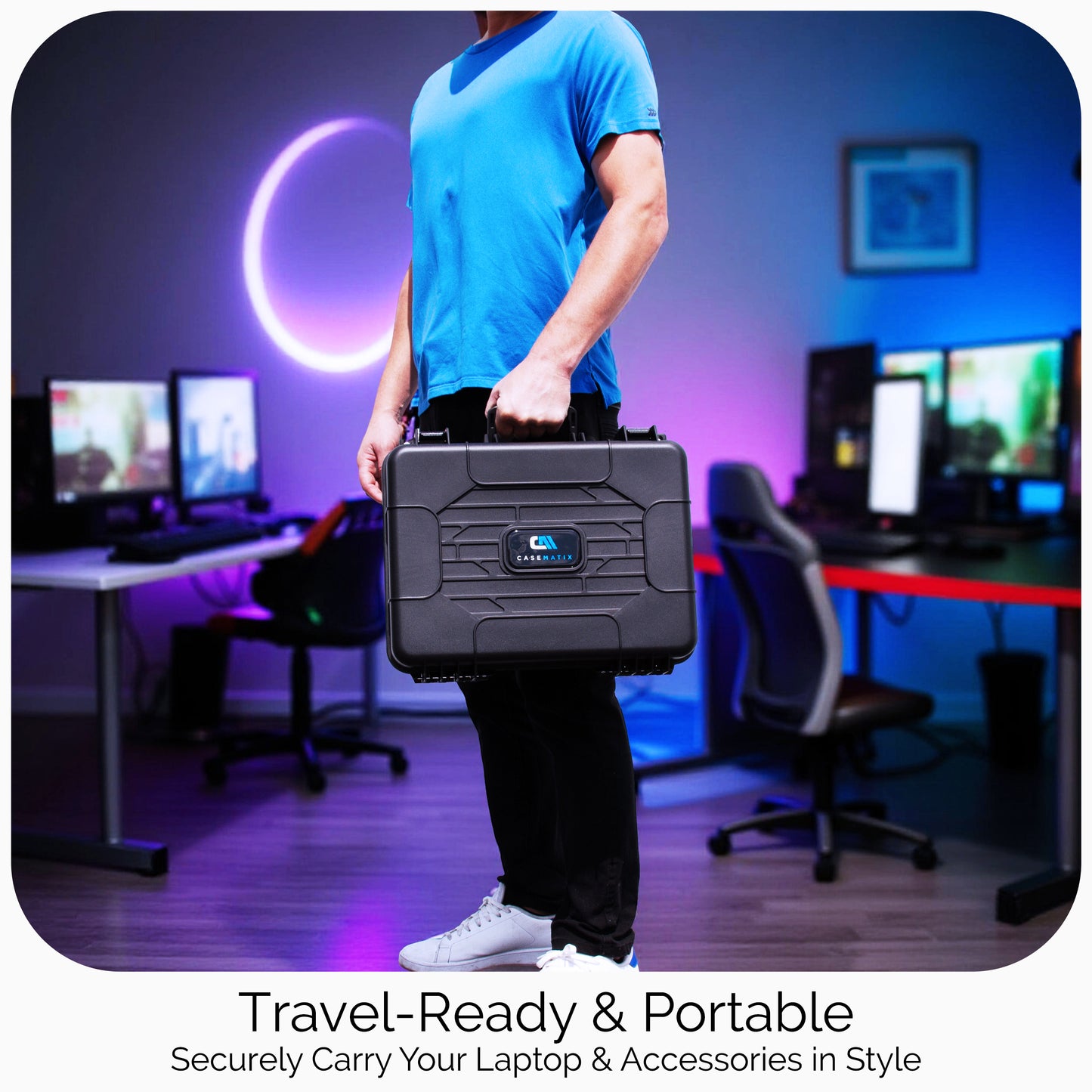 15.6 Inch Hard Laptop Case – Rugged Shockproof Travel Case with Foam Protection Fits 15” Gaming Laptops Up to 14.5 x 10.5, Charger & Accessory Storage