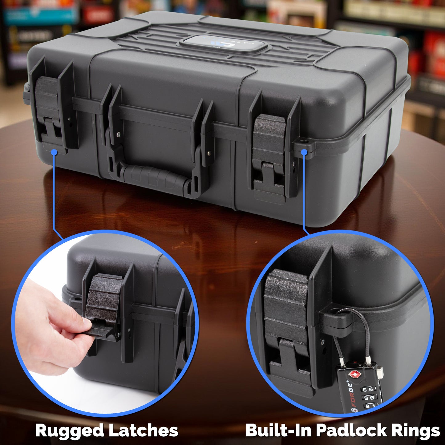 Hard Shell Miniature Case with 80 slots and customizable foam for large minis. Fits Warhammer 40K, DnD, RPG figures and more.