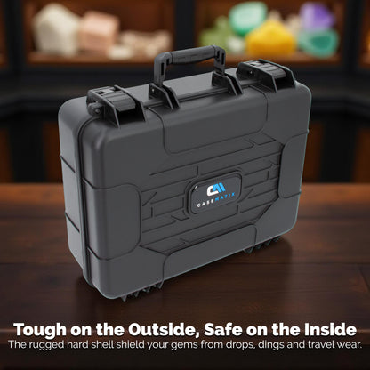 CASEMATIX Hard Shell Crystal Storage Case with 80 Slot Foam, Customizable Layer for Large Gems, Minerals, Geodes, Specimens & Healing Tool Organizer