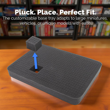 Hard Shell Miniature Case with 80 slots and customizable foam for large minis. Fits Warhammer 40K, DnD, RPG figures and more.