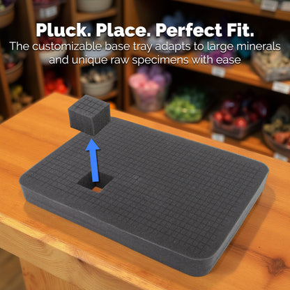 CASEMATIX Hard Shell Crystal Storage Case with 80 Slot Foam, Customizable Layer for Large Gems, Minerals, Geodes, Specimens & Healing Tool Organizer