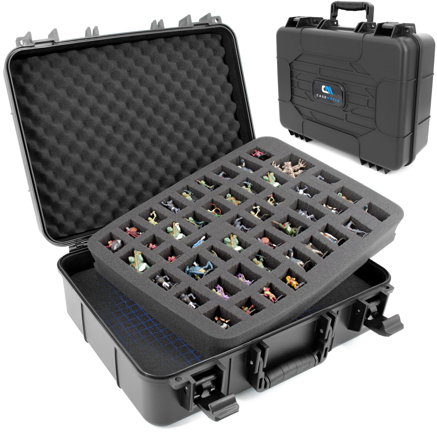 Travel-Ready Miniature Case with Hard Shell & Pluckable Foam – Fits Warhammer 40K, DND, RPG Minis, Large Units, Vehicles, and Figures