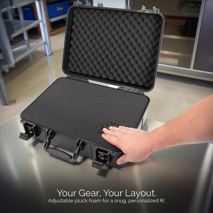 16" Hard Case with Foam – Hard Shell Protective Case with Pluckable Pre-Diced Foam Interior for Electronics, Tools, Cameras and Accessories