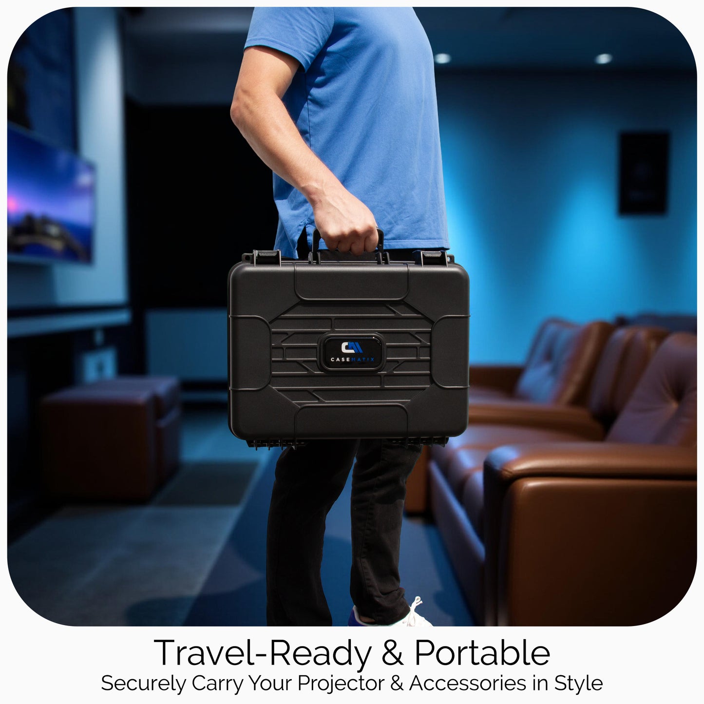 Hard Shell Projector Travel Case – Fits Epson VS250, VS350, VS355 Projectors with HDMI & Remote in Custom Foam Compartments, Case Only