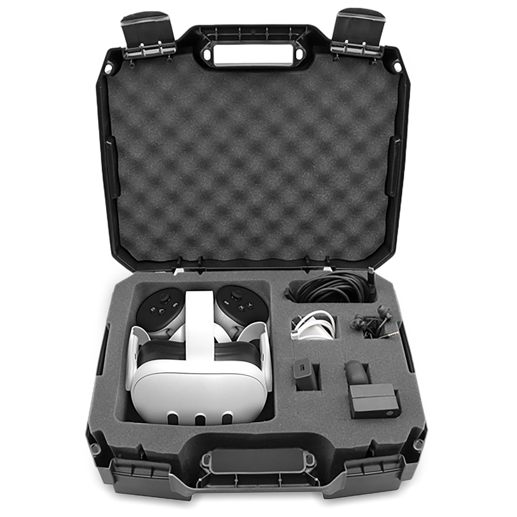 CASEMATIX Hard Shell Travel Case Compatible with Meta Quest 3 or 2 VR  Headset - Fits 256GB, 128GB or 64GB Models with a Custom Accessory  Compartment