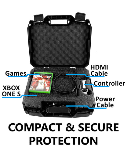 Xbox One S Travel Case - Hard Shell Carrying Case with Custom Foam for Console, Controller & Accessories