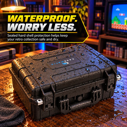 CASEMATIX Retro Game Cartridge Storage Case for N64, SNES & Atari 2600, Holds 48 N64 or 36 SNES Games, Waterproof Hard Shell with 12 Foam Slots