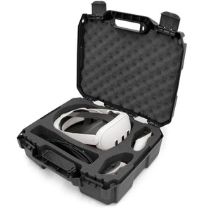 CASEMATIX Carry Case Compatible with Meta Quest Pro or Meta Quest 3 with Elite Strap Bundle - Precision Cut Custom Foam Travel Case