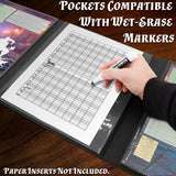 Faux Leather 4-Panel DM Screen – Embossed Folding GM Screen with Wet-Erase Pockets for Tabletop RPGs – Black or Brown (Inserts Not Included)