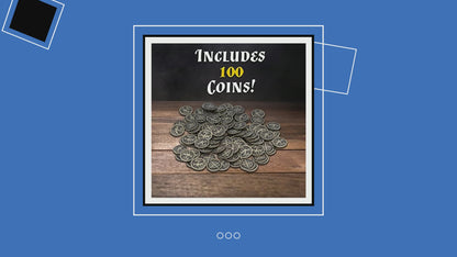 Metal Coins and Carrying Pouch for Tabletop RPG Board Games - 100 Count DND Coins Fantasy Coins with Dragons & Sword and Shield Engraving