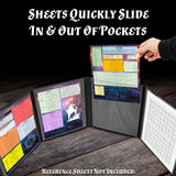 Faux Leather 4-Panel DM Screen – Embossed Folding GM Screen with Wet-Erase Pockets for Tabletop RPGs – Black or Brown (Inserts Not Included)