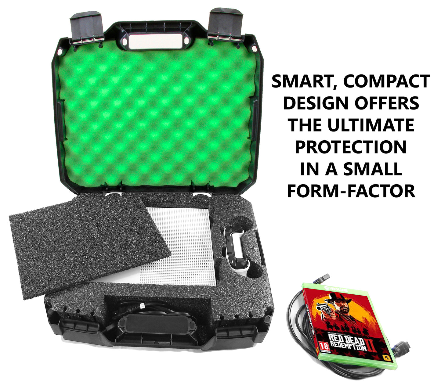 Xbox One S Travel Case - Hard Shell Carrying Case with Custom Foam for Console, Controller & Accessories