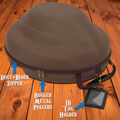 CASEMATIX Cowboy Hat Box Cowboy Hat Storage for Brims Up To 4.75" - Hard Shell Hat Case with Adjustable Carry Strap and ID Slot - 4 Color Options