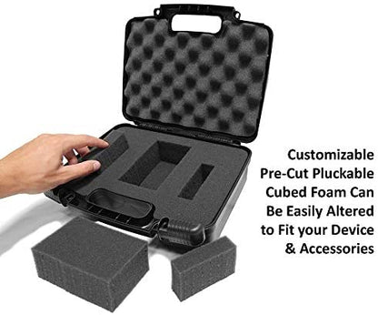 12" Customizable Foam Case for Portable Electronics - Hard Carrying Case with Impact-Absorbing Pre-Diced Foam Interior