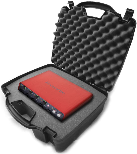 CASEMATIX Studio Travel Case Compatible with USB Desktop Stereo Recorders Focusrite Scarlett 2i2, 6i6, 2i4, 18i8, Solo Compact USB Audio Interfaces
