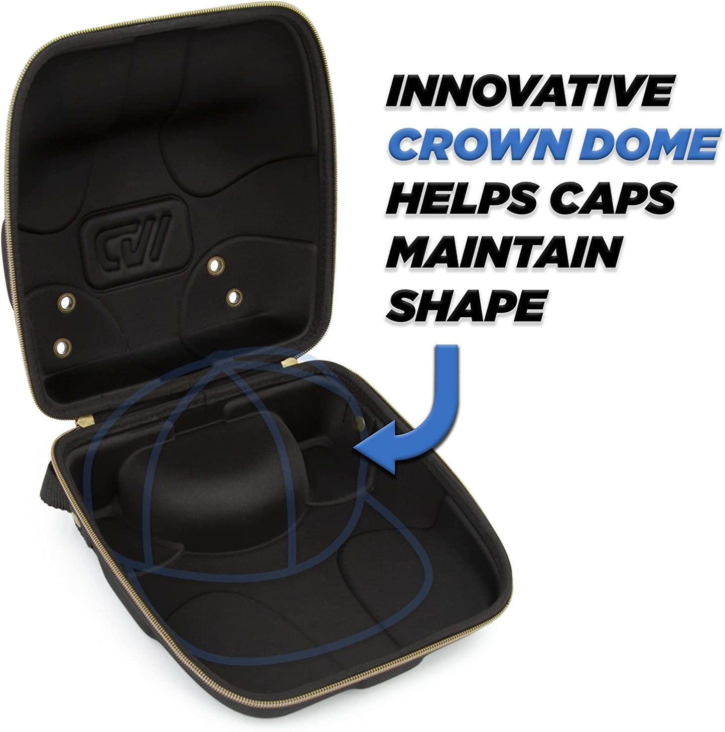 CASEMATIX Hat Travel Case for up to 4 Baseball Caps with a Hard Shell, Travel Carabiner and Handle - Portable Hat Case Carrier for Hats Storage