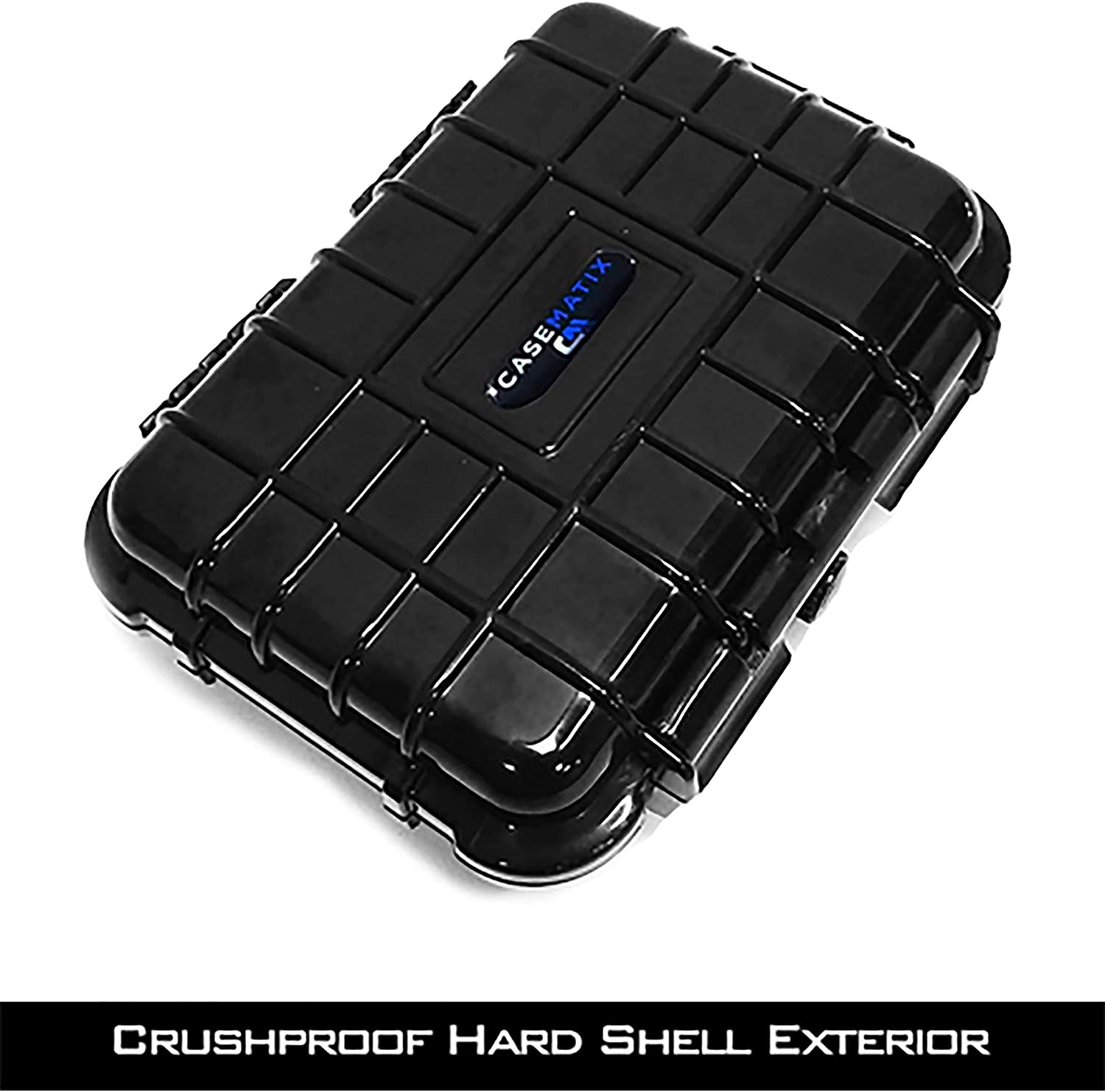 Casematix 16 inch Trading Card Case and Card Game Organizer for 3200 Cards - Hard Shell Card Case Holder for Trading Cards with 40 Foam Cubes, Black