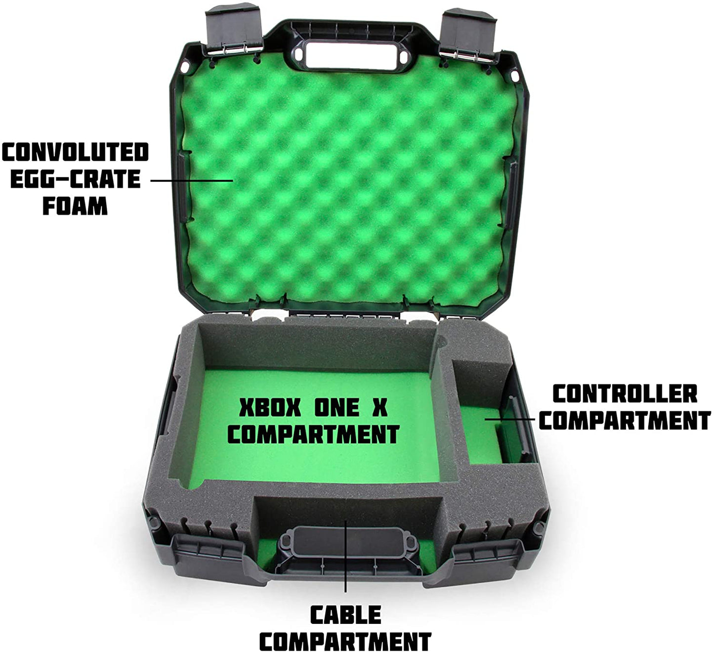 Xbox One X Travel Case - Hard Shell Carrying Case with Custom Foam for Console, Controller & Accessories
