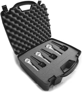 CASEMATIX Cardioid Dynamic Microphone Hard Case with Dense Internal Customizable Foam Fits 6 Shure Microphones SM58, SM57, Beta 58A, PG48, PGA58