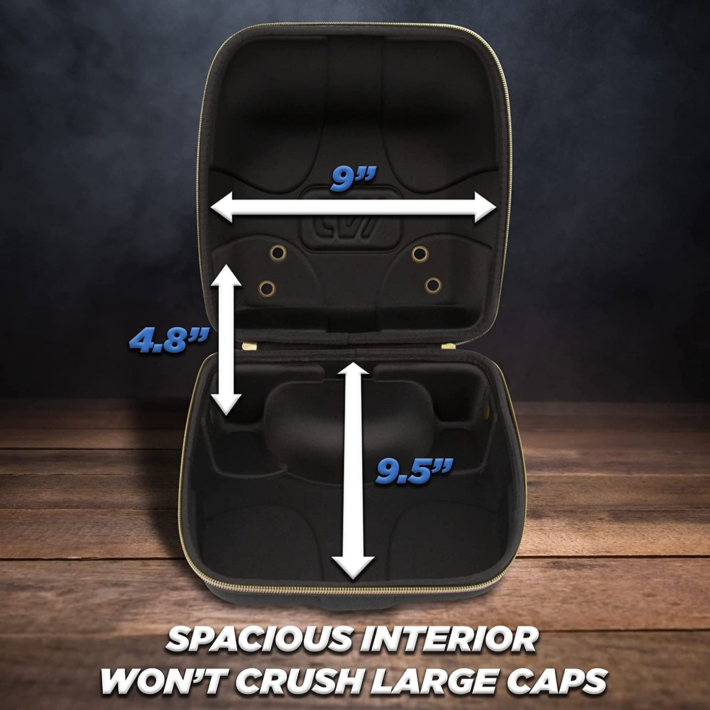CASEMATIX Hat Travel Case for up to 4 Baseball Caps with a Hard Shell, Travel Carabiner and Handle - Portable Hat Case Carrier for Hats Storage