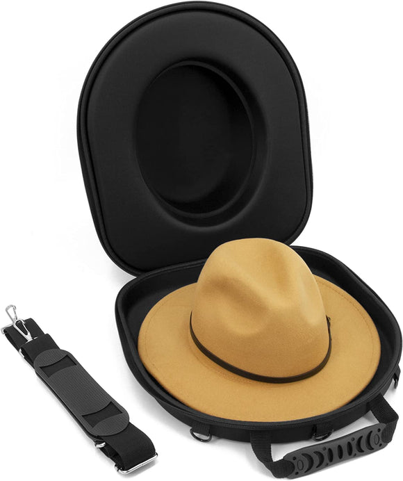 CASEMATIX Cowboy Hat Box Cowboy Hat Storage for Brims Up To 4.75 - Hard  Shell Hat Case with Adjustable Carry Strap and ID Slot - 4 Color Options