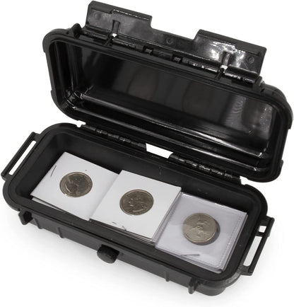 Coin Holder Case Fits 2x2 Coin Flips and Coin Collection Supplies in Airtight Moisture Resistant Coin Storage Box, Flips not Included