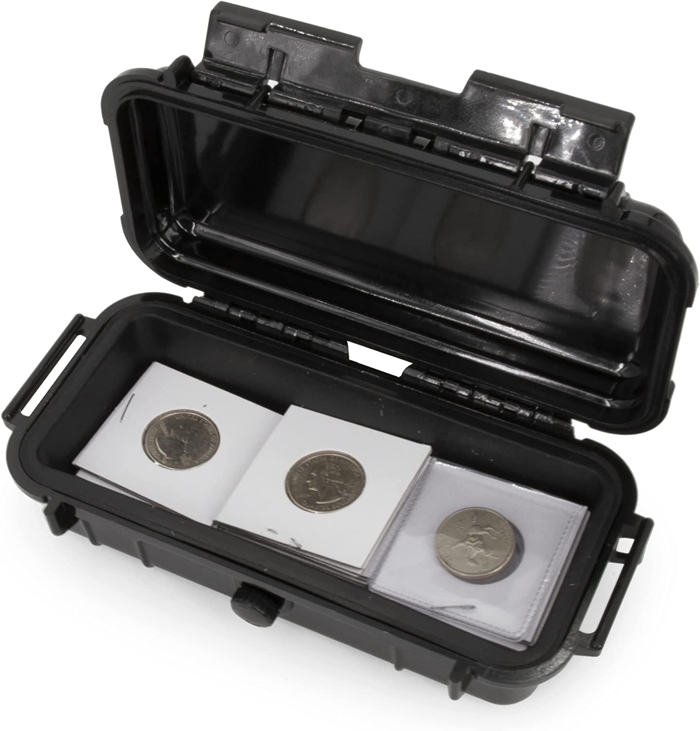 CASEMATIX Coin Holder Case Fits 2x2 Coin Flips and Coin Collection Supplies  in Airtight Moisture Resistant Coin Storage Box, Flips not Included