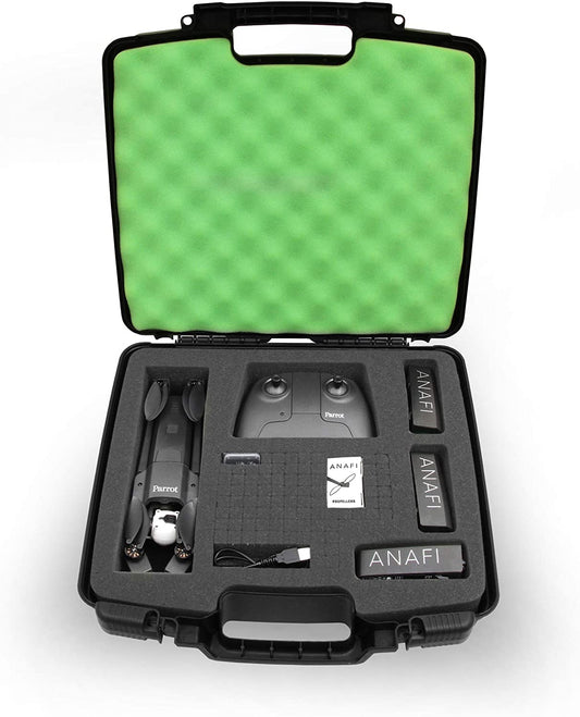 Quadcopter Carrying Case Compatible with Parrot Anafi 4K HDR Drone - Custom 6-Compartment Foam Storage with Tri-Layer Protection - Made in USA