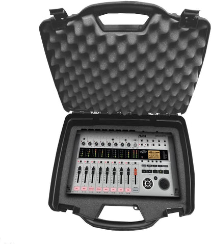 Hard Shell Studio Case Compatible with Zoom R24/R8/R16 Multi-Track Recorders - Blow-Mold Protection with Customizable Tri-Layer Foam - Case Only