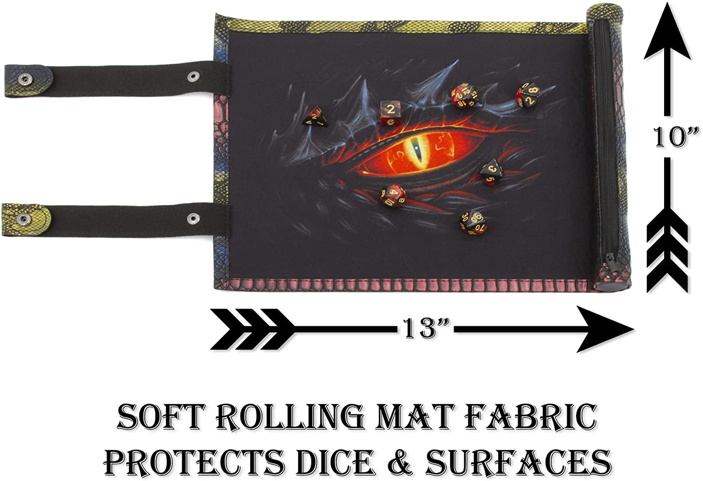 Dice Rolling Tray and Dice Mat Includes 7 Roleplaying Dice for Dungeons and Dragons D&D - Travel Dice Holder for Storing up to 14 Game Dice