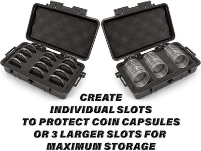 Coin Holder Case Fits 30+ Coin Case Capsules for Silver Dollar, American Silver Eagle and More Coin Collection Supplies up to 52mm