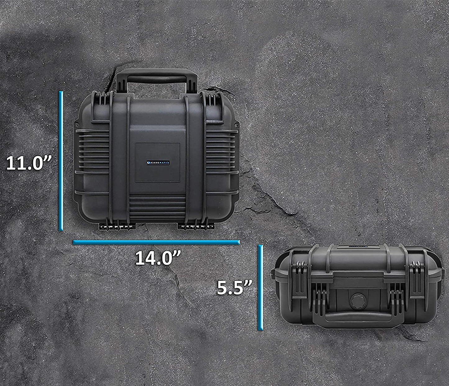 14" Two Gun Hard Case - Waterproof Shockproof Double Handgun Case with Customizable Foam Interior & Padlock Security Rings
