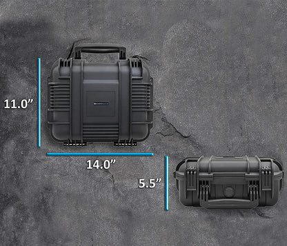 14" Two Gun Hard Case - Waterproof Shockproof Double Handgun Case with Customizable Foam Interior & Padlock Security Rings