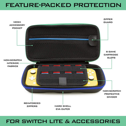 Carrying Case for Nintendo Switch Lite with 8 Game Slots, Non-Scratch Divider for Screen Protection, Accessory Storage & Comfortable Handle