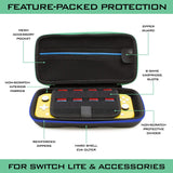 CASEMATIX Carrying Case for Nintendo Switch Lite with 8 Game Slots, Non-Scratch Divider for Screen Protection, Accessory Storage & Comfortable Handle