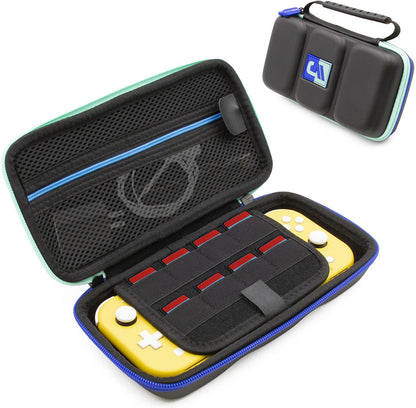 Carrying Case for Nintendo Switch Lite with 8 Game Slots, Non-Scratch Divider for Screen Protection, Accessory Storage & Comfortable Handle