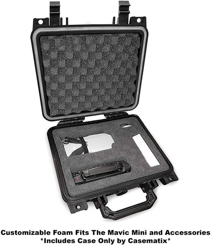 Waterproof Case Compatible with DJI Mavic Mini Ultralight Drone and Accessories, Customizable Foam Interior with Airtight Travel Shell