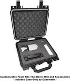 CASEMATIX Waterproof Case Compatible with DJI Mavic Mini Ultralight Drone and Accessories, Customizable Foam Interior with Airtight Travel Shell