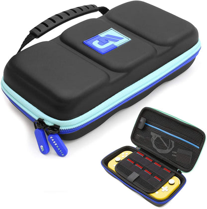 Carrying Case for Nintendo Switch Lite with 8 Game Slots, Non-Scratch Divider for Screen Protection, Accessory Storage & Comfortable Handle
