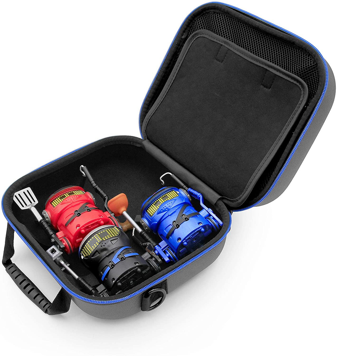 Travel Toy Case Compatible with 4 Ninja Bots Interactive Battling Robots - Hard Shell Protection with Gel Padded Divider, Handle Shoulder Strap