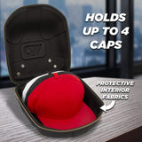 CASEMATIX Hat Travel Case for up to 4 Baseball Caps with Crush-Resistant Hard Shell Outer, Adjustable Shoulder Strap and Comfortable Handle