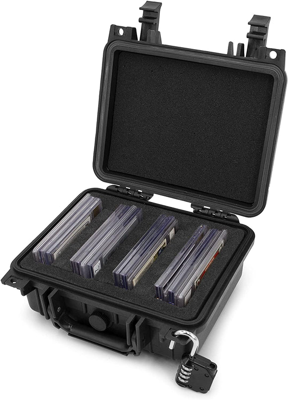 CASEMATIX Graded Card Storage Box Compatible with 22 BGS 35 FGS 29 PSA Graded Sports Cards or 100+ Sleeve Top Loaders, Waterproof Graded Card Case