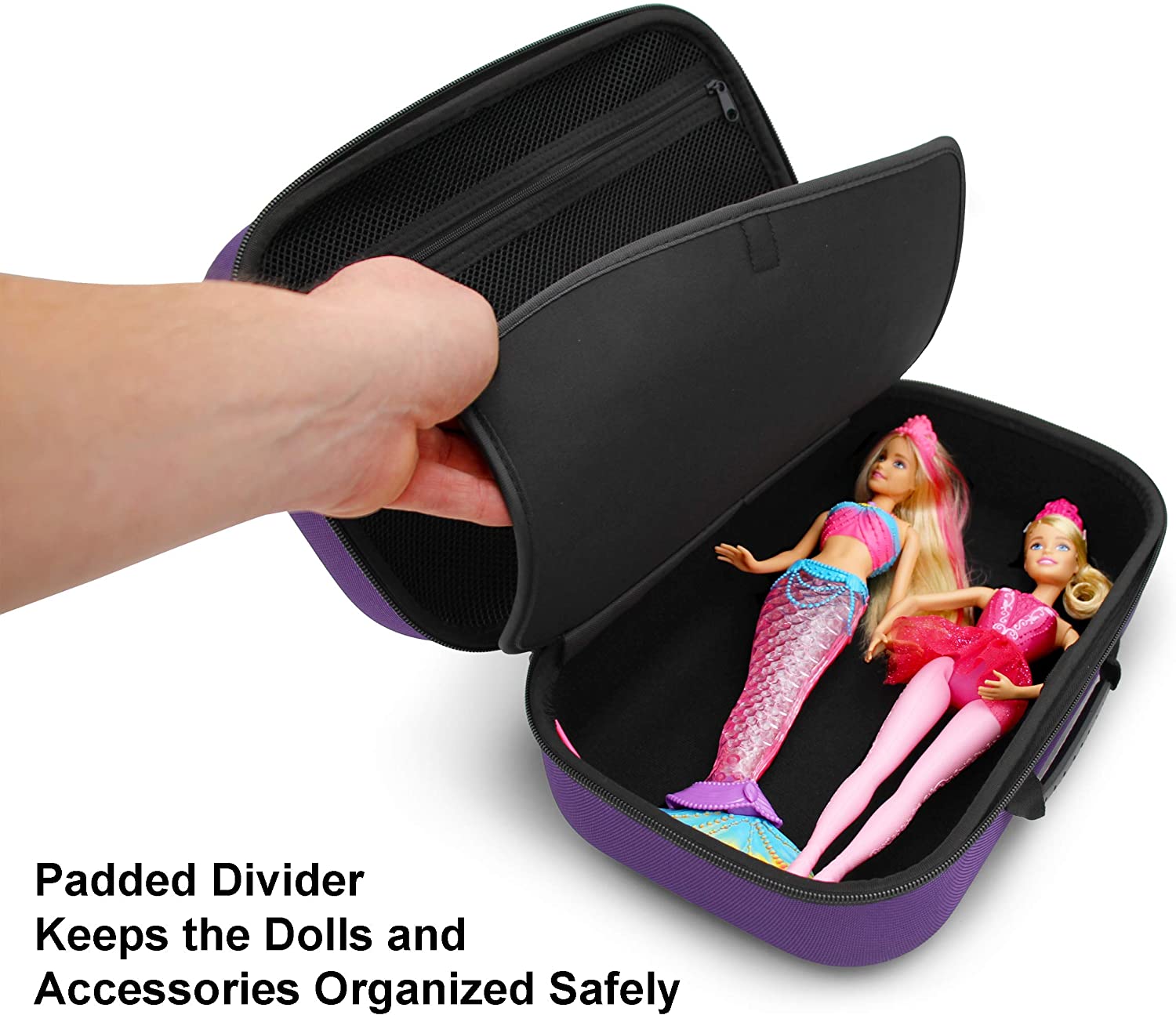 CASEMATIX Travel Doll Case Compatible with Up to 3 Barbie Dolls