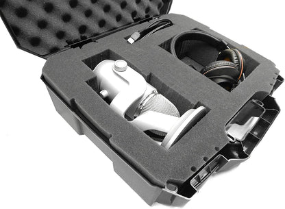 USB Microphone Hard Case Compatible with HyperX QuadCast/Blue Yeti X/Razer Seiren X - Hard Shell Protection with Tri-Layer Customizable Foam