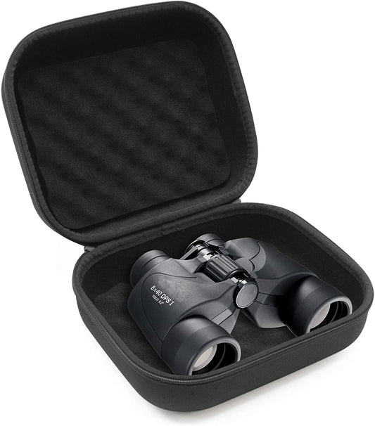 Binoculars Case with Foam Interior - Hard Shell Binocular Case with Reinforced Zippers, Rubber Travel Handle and Accessory Bag - Case Only