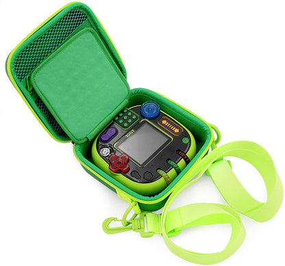 Toy Box Travel Case Compatible with Leapfrog Rockit Twist Handheld Learning Game System with Shoulder Strap, Accessory Storage and Keychain